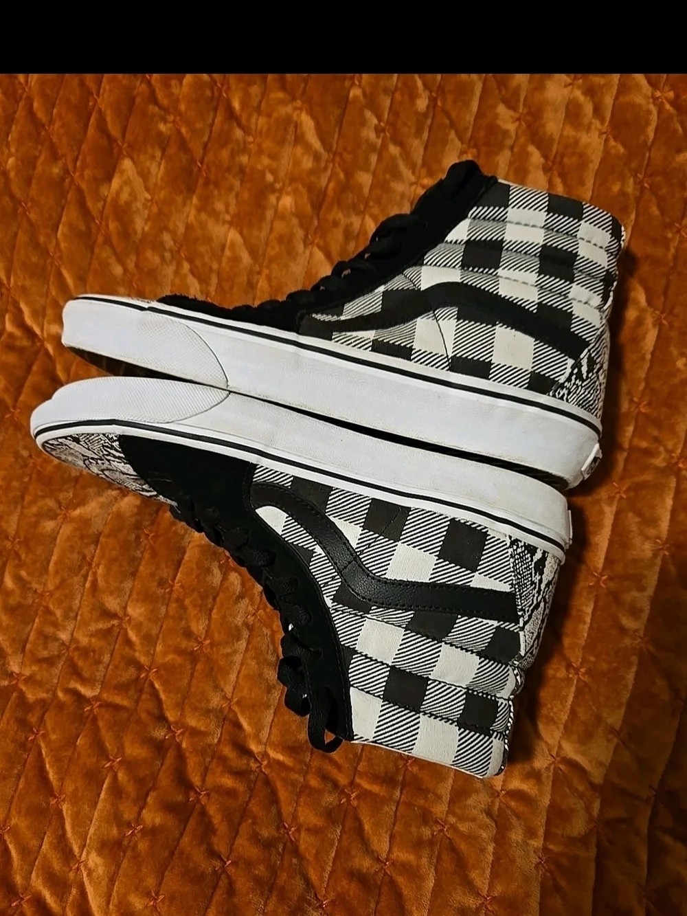 Vans SK-8 High-Top Sneakers in Black & White Snake Print MENS 8,xlnt.cond.cool..